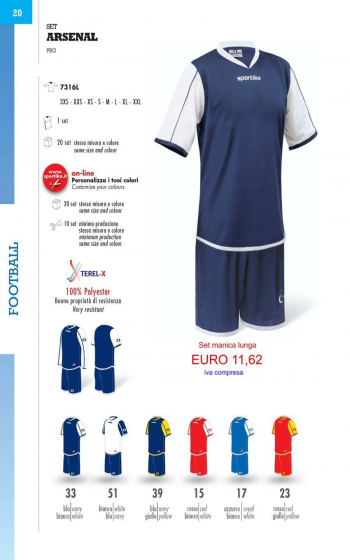 ARSENAL SET calcio M/L Sportika